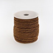 Twisted cord, #073 milk chocolate, about 20-meter/spool, 8 mm
