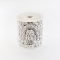 Twisted cord, #099 pure white, about 50-meter/spool, 3 mm