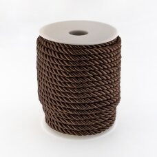 Twisted cord, #106 dark brown, about 25-meter/spool, 6 mm