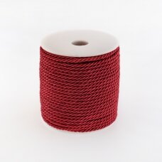 Twisted cord, #112 berry red, about 50-meter/spool, 5 mm
