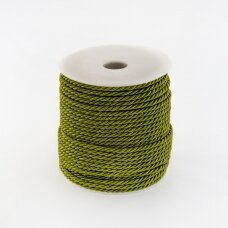 Twisted cord, #114 moss green, about 50-meter/spool, 3 mm