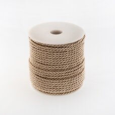 Twisted cord, #130 milk coffee, about 25-meter/spool, 6 mm