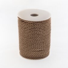 Twisted cord, #135 light mocha brown, about 50-meter/spool, 4 mm