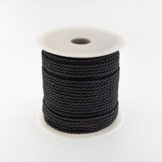 Twisted cord, #137 black, about 25-meter/spool, 6 mm