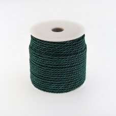 Twisted cord, #142 dark pine green, about 50-meter/spool, 4 mm