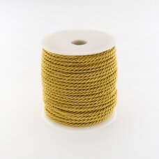 Twisted cord, #147 light mustard yellow, about 20-meter/spool, 8 mm