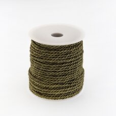 Twisted cord, #173 dark moss green, about 50-meter/spool, 4 mm