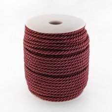Twisted cord, #177 burgundy, about 20-meter/spool, 8 mm