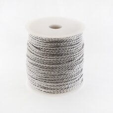 Twisted cord, #183 metallic rhodium grey, about 20-meter/spool, 8 mm