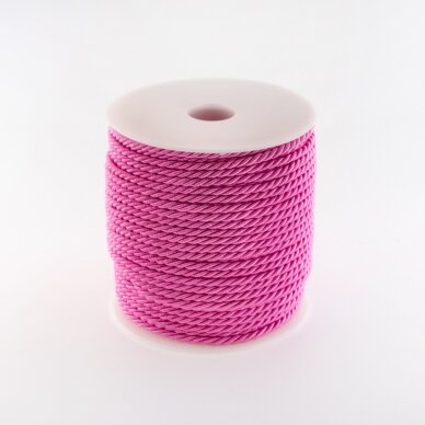Twisted cord, #029 bright pink, about 50-meter/spool, 4 mm