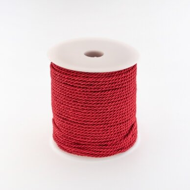 Sukta virvė, #031 tamsiai raudona spalva, apie 50 metrų/ritė, 3 mm