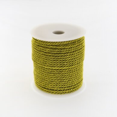 Twisted cord, #050 bright olive green, about 20-meter/spool, 8 mm