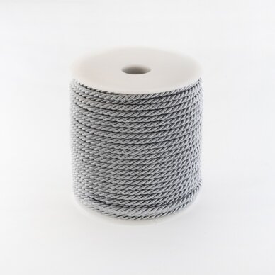 Twisted cord, #104 platinum grey, about 25-meter/spool, 6 mm