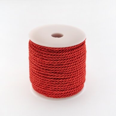 Sukta virvė, #124 raudona spalva, apie 50 metrų/ritė, 3 mm