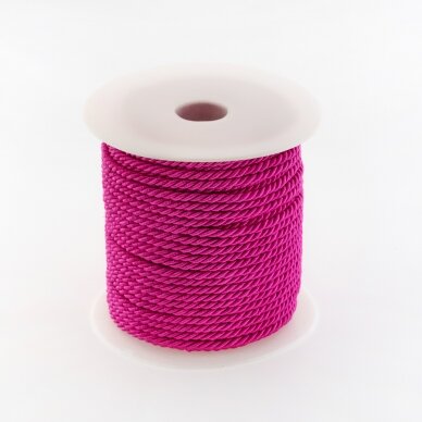 Twisted cord, #174 dark pink, about 50-meter/spool, 3 mm