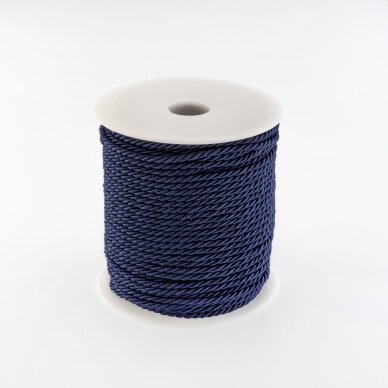 Twisted cord, #175 extra dark blue, about 50-meter/spool, 3 mm