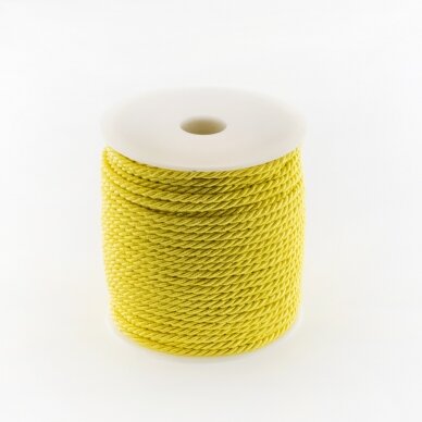 Sukta virvė, #176 ryškiai geltona spalva, apie 50 metrų/ritė, 3 mm
