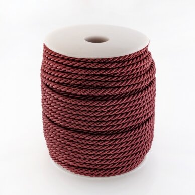 Sukta virvė, #177 burgundijos raudona spalva, apie 50 metrų/ritė, 4 mm