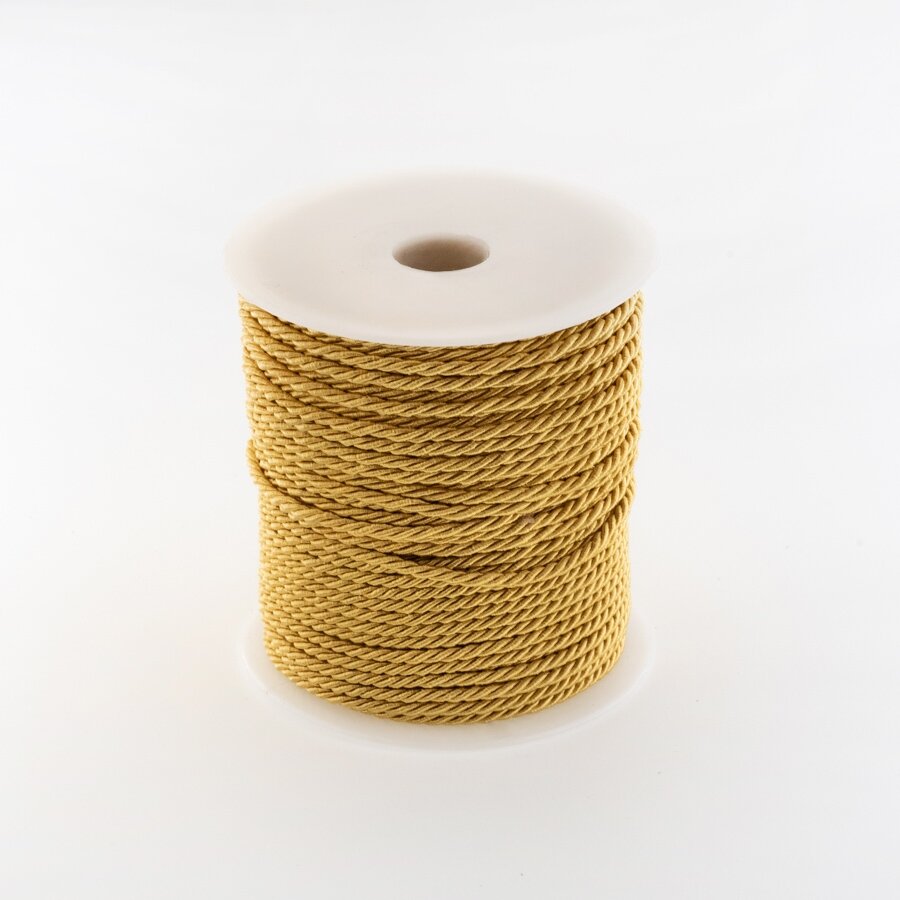 Twisted cord, #053 gold, about 25-meter/spool, 6 mm