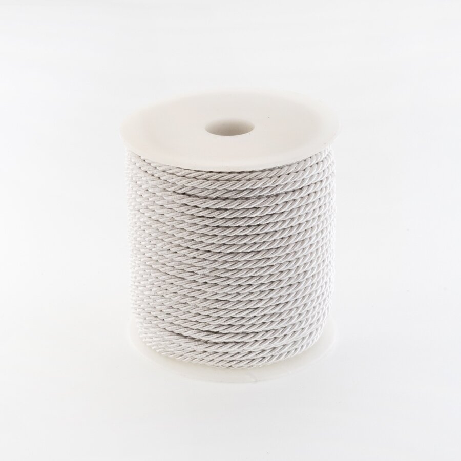 Twisted cord, #099 pure white, about 50-meter/spool, 4 mm
