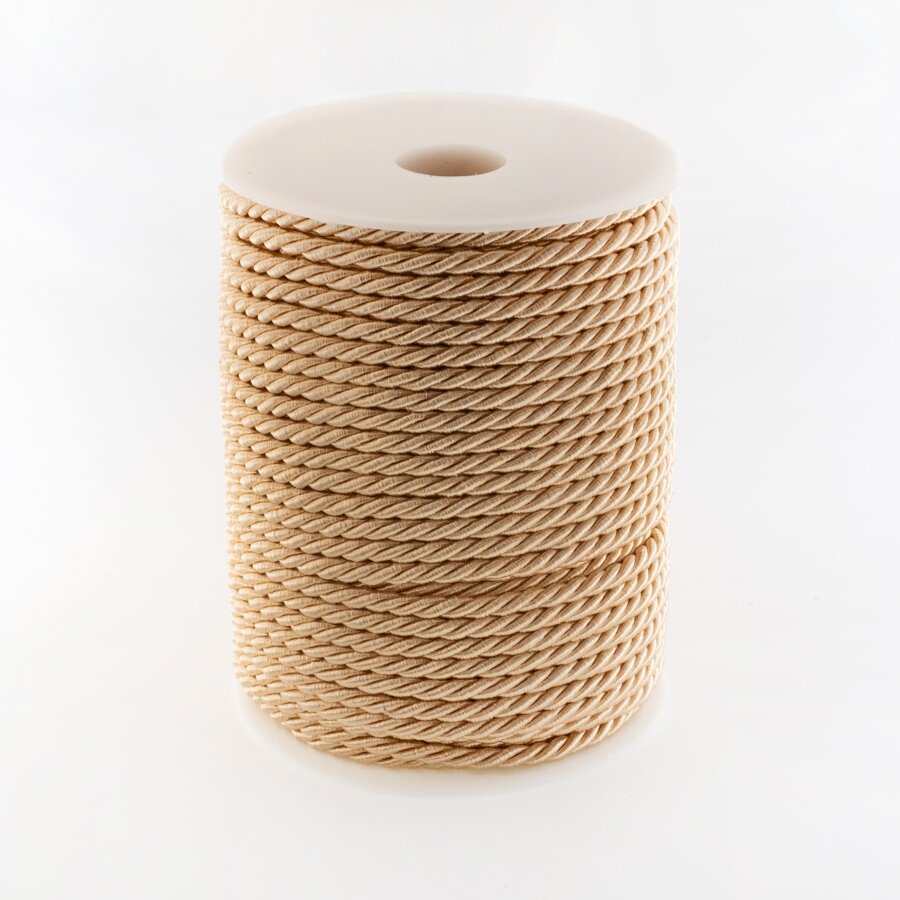 Twisted cord, #108 light smoky pink, about 25-meter/spool, 6 mm