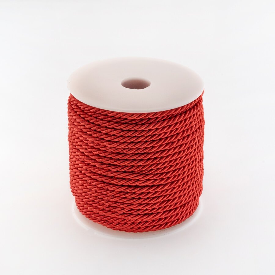 Twisted cord, #124 red, about 50-meter/spool, 3 mm