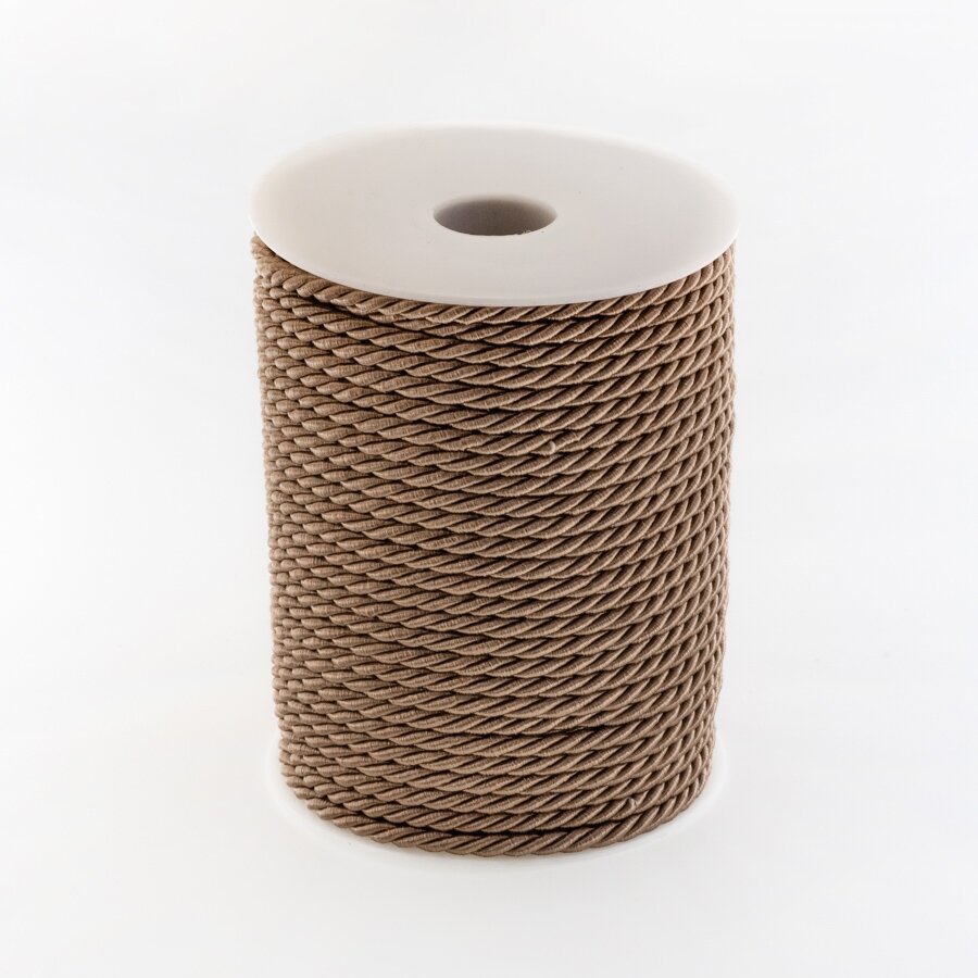 Twisted cord, #135 light mocha brown, about 20-meter/spool, 8 mm