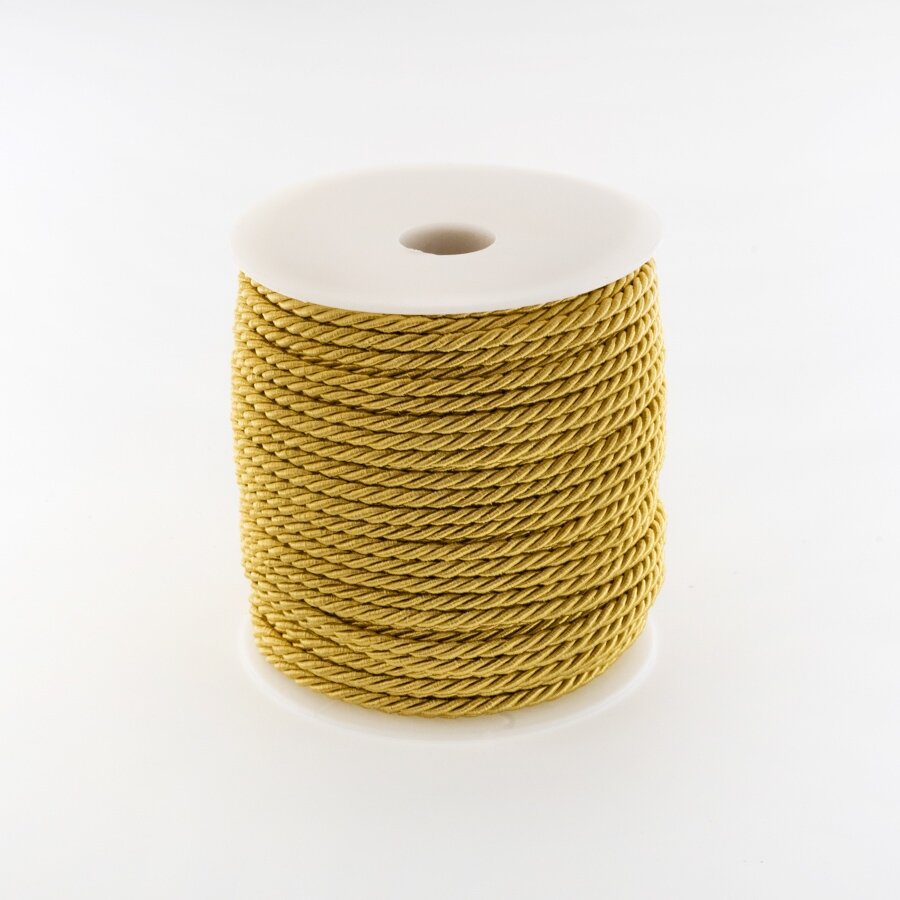 Twisted cord, #147 light mustard yellow, about 50-meter/spool, 4 mm