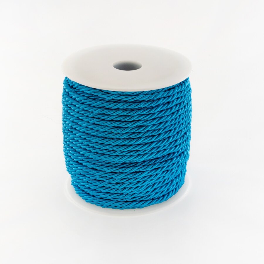 Twisted cord, #162 teal blue, about 50-meter/spool, 3 mm