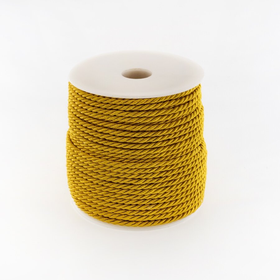 Twisted cord, #164 mustard yellow, about 50-meter/spool, 3 mm