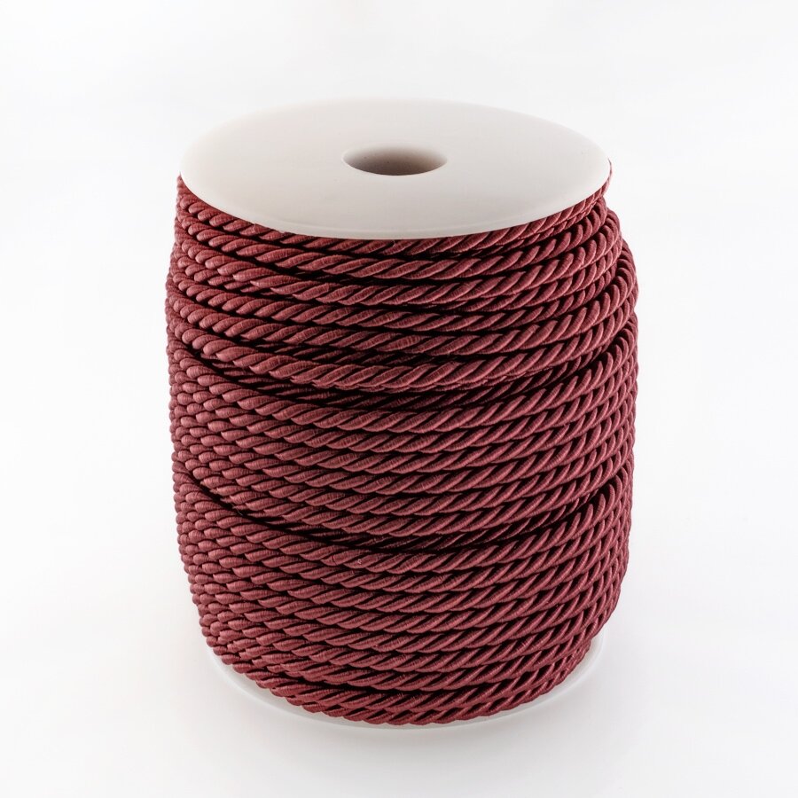 Twisted cord, #177 burgundy, about 25-meter/spool, 6 mm
