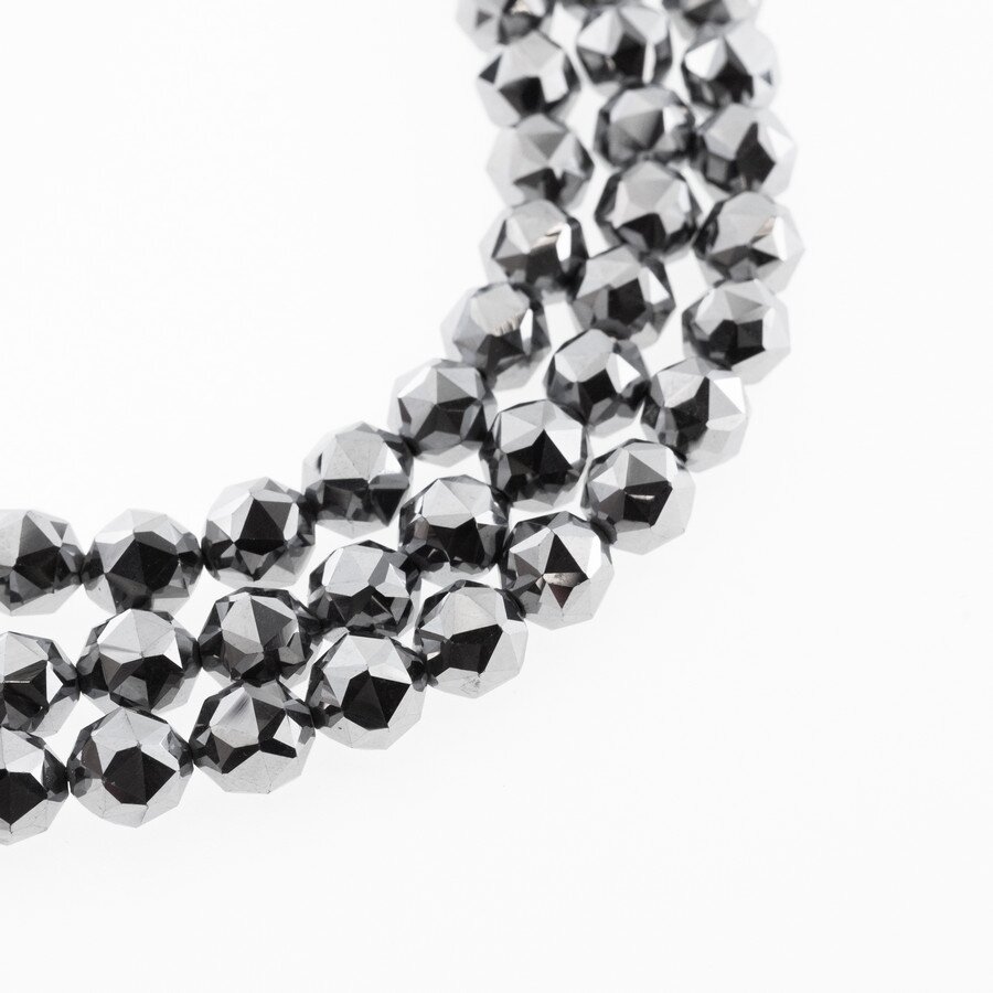 Terahertz Stone, Man-Made, B Grade, Faceted Round Bead, Nickel Grey, 37-39 cm/strand, 2, 3, 4, 6, 8 mm