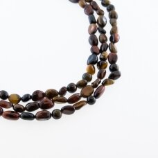 Mixed Tigereye, Natural, AB Grade, Pebble Bead, 37-39 cm/strand, M size about 5x6-7x10 mm