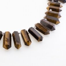 Tigereye, Natural, B Grade, Faceted Graduated Hand-cut Top-drilled Double Point Bead, Brown, 37-39 cm/strand, 12x28-14x55 mm