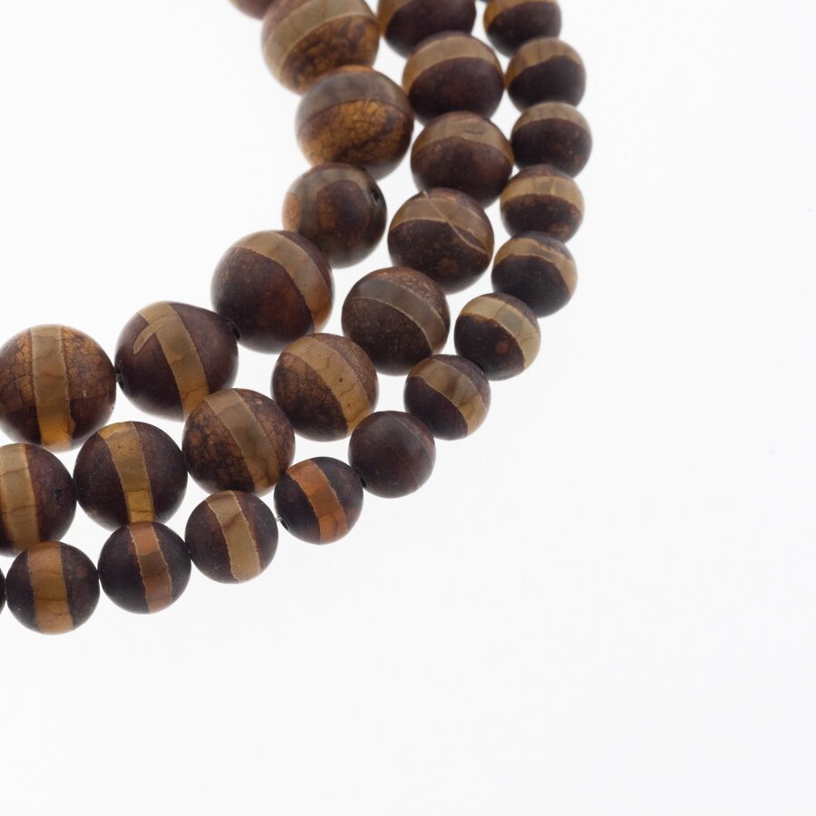Tibetan Style Dzi Agate, Natural, B Grade, Dyed, Heated, Round Bead, Banded Brown, 37-39 cm/strand, 8, 10, 12 mm Tibetan Style Dzi Agate, Natural, B Grade, Dyed, Heated, Round Bead, Banded Brown, 37-39 cm/strand, 8, 10, 12 mm