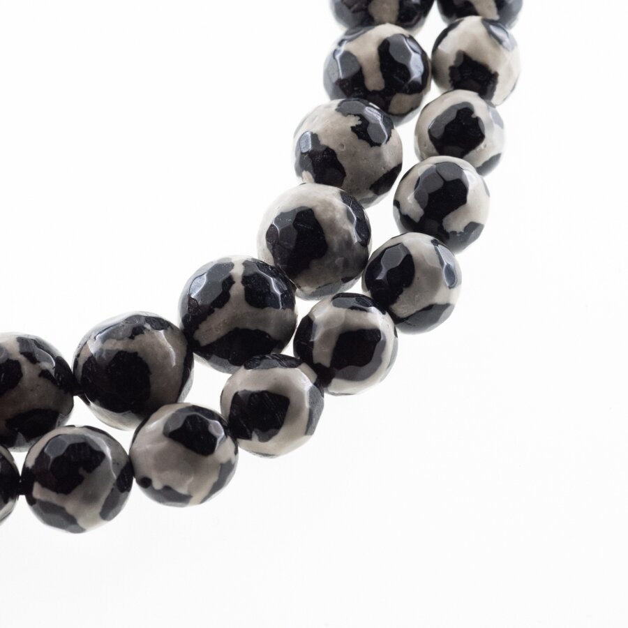 Tibetan Style Dzi Agate, Natural, B Grade, Dyed, Faceted Round Bead, Turtle Back Black-White, 37-39 cm/strand, 8, 10, 12 mm Tibetan Style Dzi Agate, Natural, B Grade, Dyed, Faceted Round Bead, Turtle Back Black-White, 37-39 cm/strand, 8, 10, 12 mm