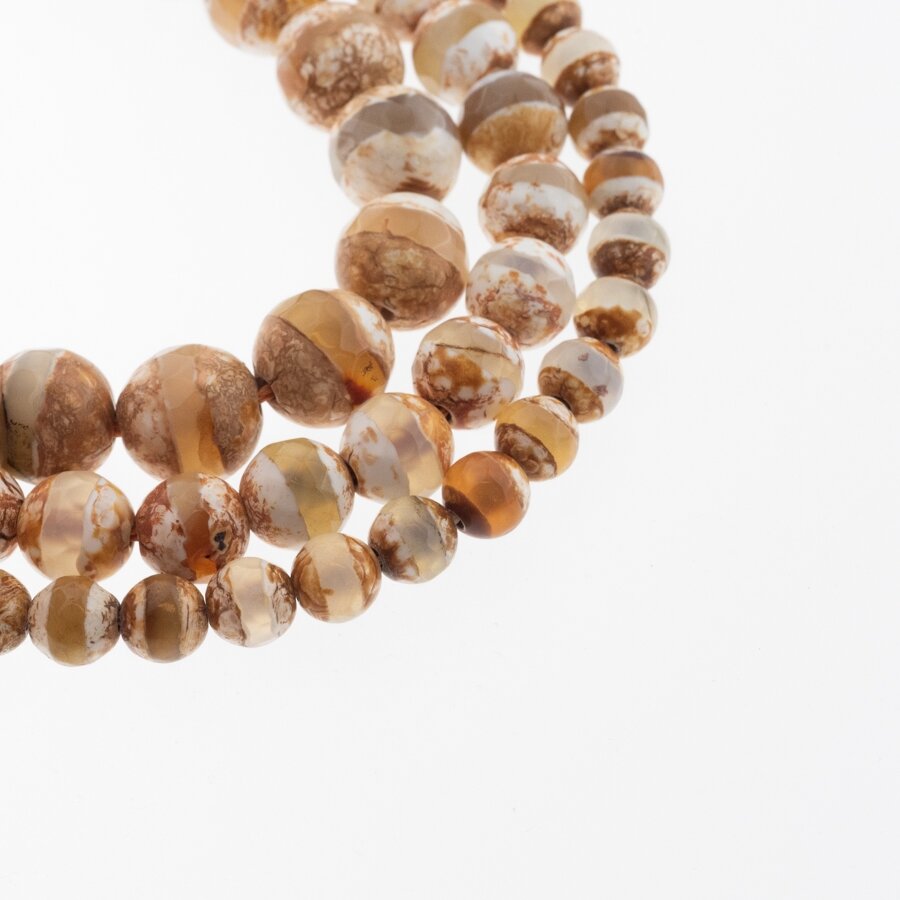 Tibetan Style Dzi Agate, Natural, B Grade, Dyed, Heated,Faceted, Round Bead, Banded Orange-White-Beige, 37-39 cm/strand, 6, 8, 10 mm Tibetan Style Dzi Agate, Natural, B Grade, Dyed, Heated,Faceted, Round Bead, Banded Orange-White-Beige, 37-39 cm/strand, 6, 8, 10 mm