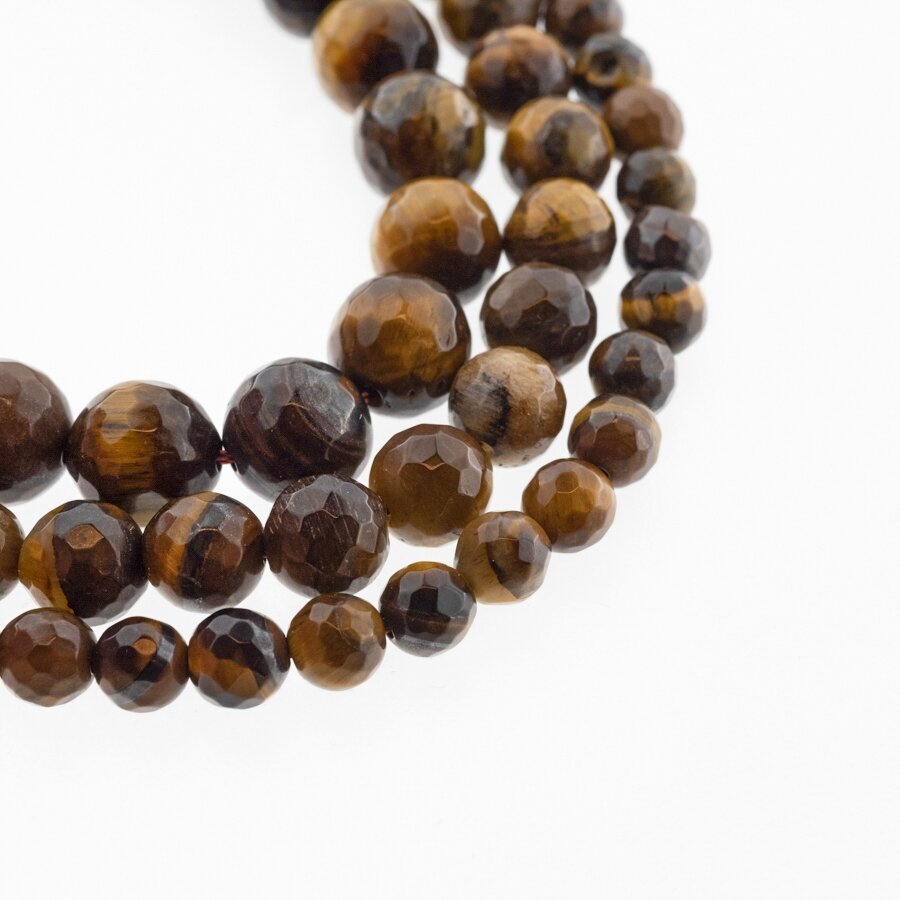 Tigereye, Natural, AB Grade, Faceted Round Bead, Brown, 37-39 cm/strand, 4, 6, 8, 10, 12, 14 mm Tigereye, Natural, AB Grade, Faceted Round Bead, Brown, 37-39 cm/strand, 4, 6, 8, 10, 12, 14 mm