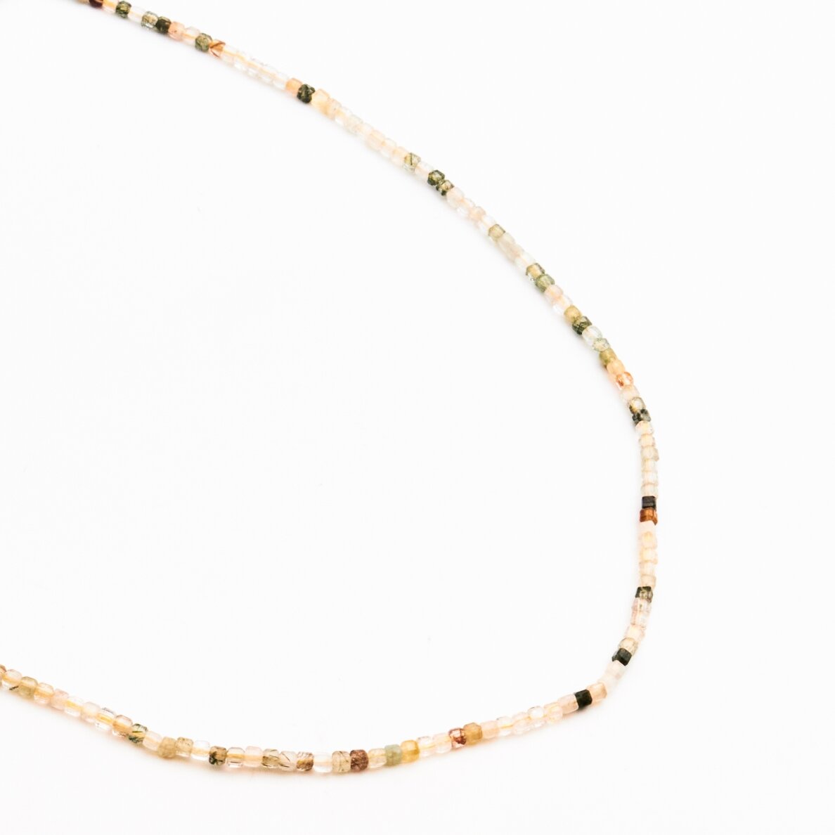 Tourmalinated Quartz Mix, natural, B quality, faceted, cube bead, 37-39 cm/string, 2 mm Tourmalinated Quartz Mix, natural, B quality, faceted, cube bead, 37-39 cm/string, 2 mm