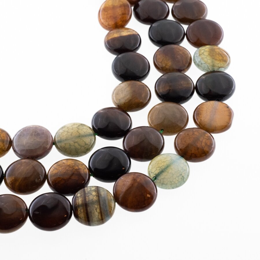 Fire Crackle Agate, Natural, Dyed, Puffed Disc Bead, Multicolor, 37-39 cm/strand, 16 mm Fire Crackle Agate, Natural, Dyed, Puffed Disc Bead, Multicolor, 37-39 cm/strand, 16 mm