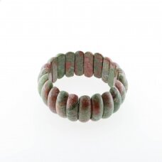 Unakite stone bracelet, cut oval form, 21cm long, 25x10mm size