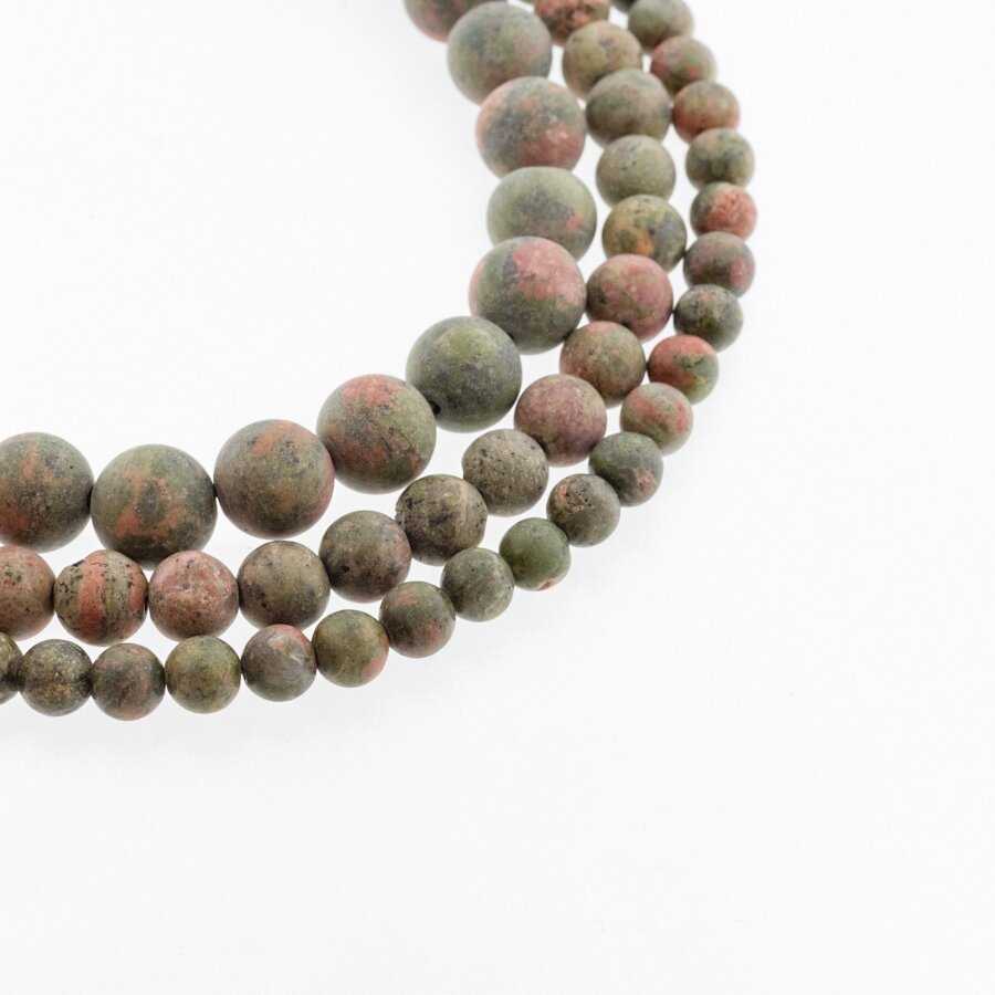 Unakite, Natural, B Grade, Matte Round Bead, Green-Terracotta, 37-39 cm/strand, 4, 6, 8, 10, 12 mm Unakite, Natural, B Grade, Matte Round Bead, Green-Terracotta, 37-39 cm/strand, 4, 6, 8, 10, 12 mm