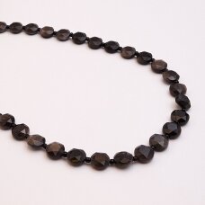 Vaivorykštinis obsidianas, natūralus, AB kokybė, briaunuotas, išgaubto disko forma, 37-39 cm/gija, 10 mm Vaivorykštinis obsidianas, natūralus, AB kokybė, briaunuotas, išgaubto disko forma, 37-39 cm/gija, 10 mm