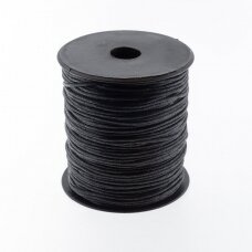 Vaškuota medvilninė virvelė, #332 juoda spalva, apie 100 metrų/ritė, 1.0 mm