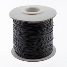 Waxed polyester cord, #07 black, about 90-meter/spool, 2.0 mm