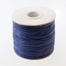 Waxed polyester cord, #21 dark denim blue, about 180-meter/spool, 0.8 mm