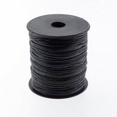 Vaškuota medvilninė virvelė, #332 juoda spalva, apie 100 metrų/ritė, 1.0 mm
