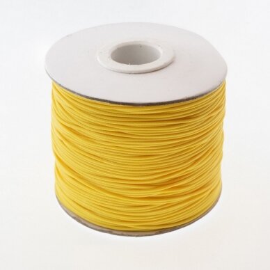 Vaškuota poliesterinė virvelė, #02 geltona spalva, apie 180 metrų/ritė, 0.8 mm
