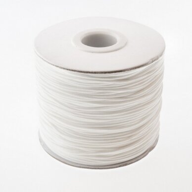 Waxed polyester cord, #06 white, about 180-meter/spool, 1.0 mm