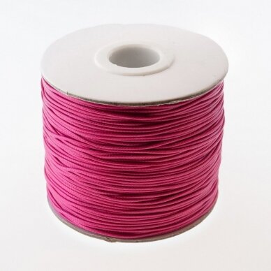 Vaškuota poliesterinė virvelė, #09 tamsiai rožinė spalva, apie 180 metrų/ritė, 0.5 mm
